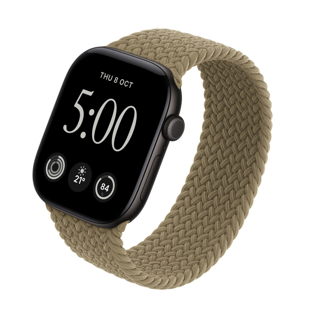 Apple Watch Series 12 Aluminium Black - Braided Solo Loop Olive