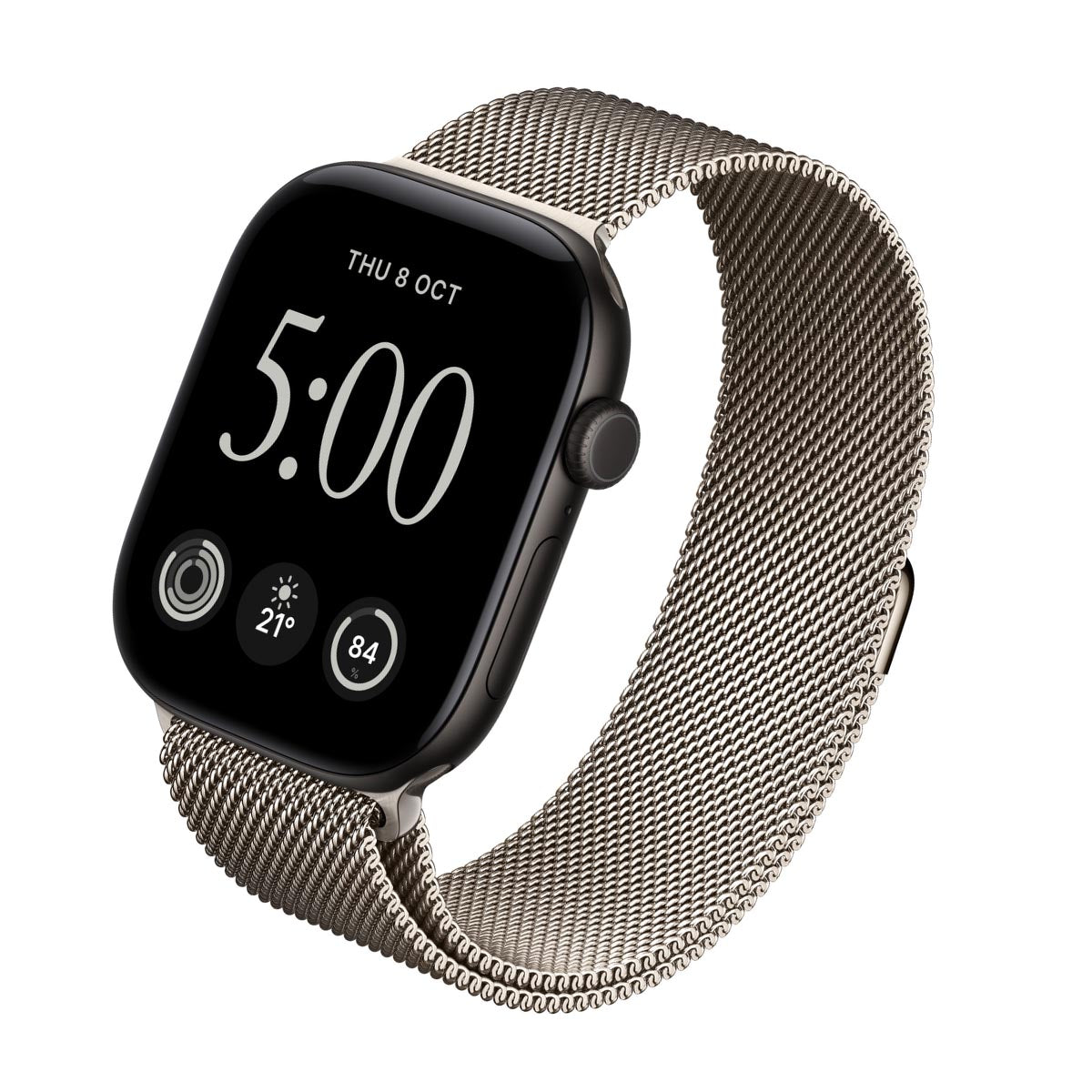 Apple Watch Series 12 Aluminium Black - Milanese Loop Natural