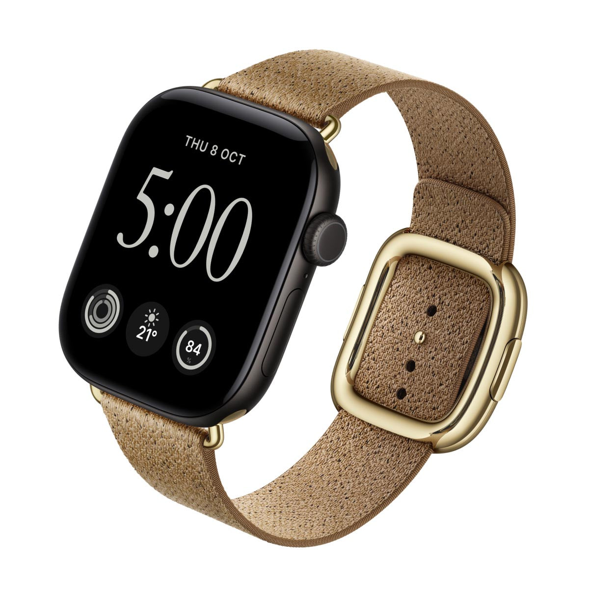 Apple Watch Series 12 Aluminium Black - Modern Buckle Camel