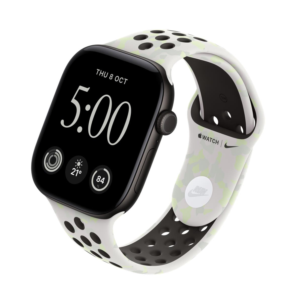 Apple Watch Series 12 Aluminium Black - Nike Sport Band Essential White