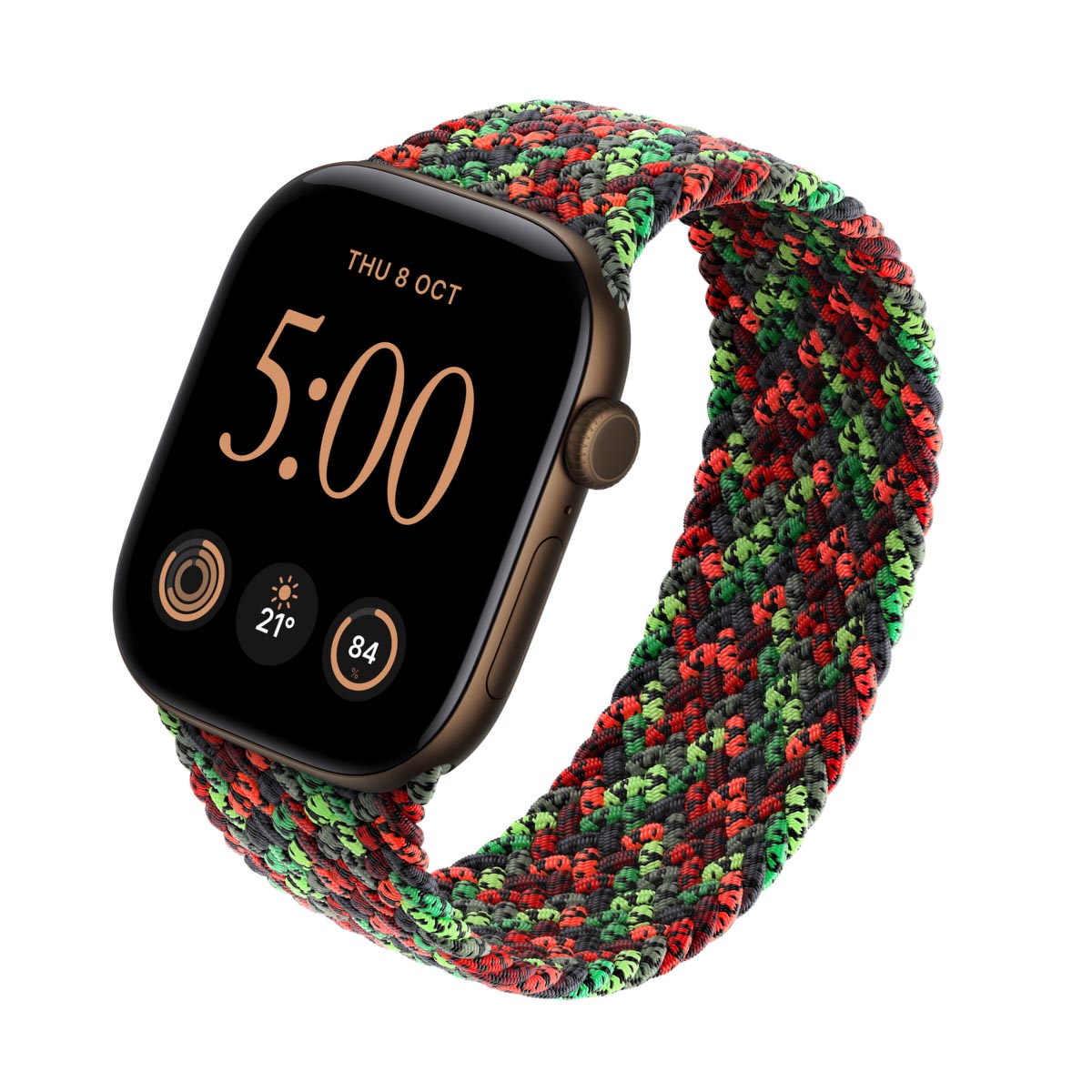Apple Watch Series 12 Aluminium Dark Bronze - Braided Solo Loop Black Unity Connection