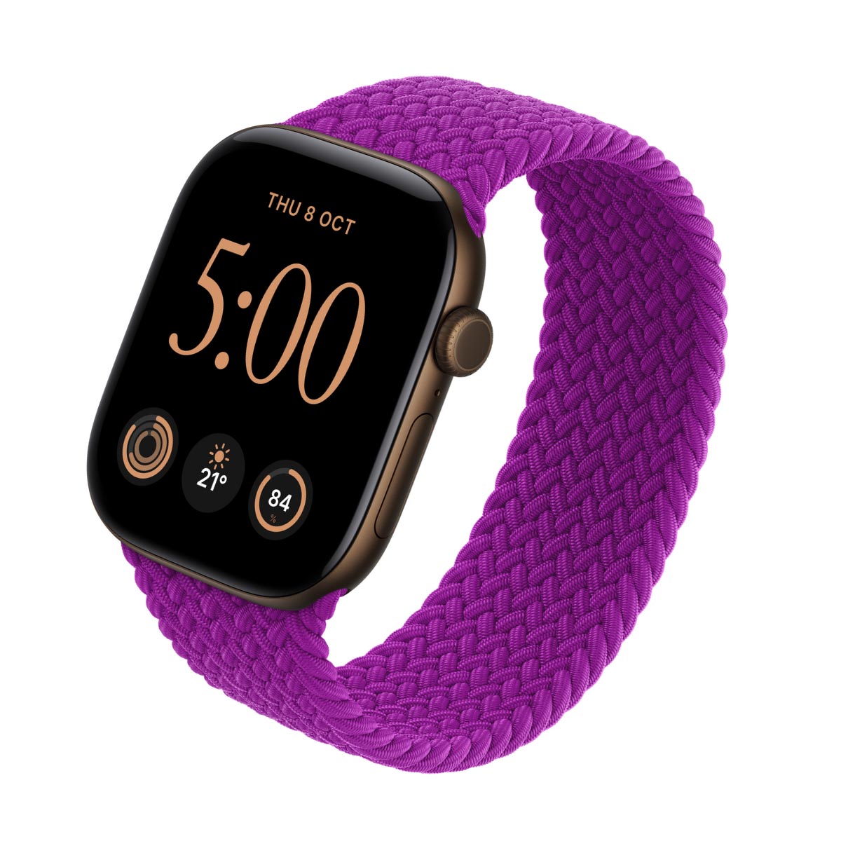 Apple Watch Series 12 Aluminium Dark Bronze - Braided Solo Loop Magenta