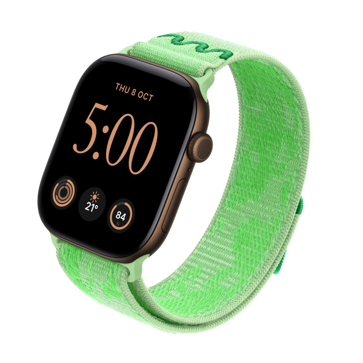 Apple Watch Series 12 Aluminium Dark Bronze - Nike Sport Loop Green Spark