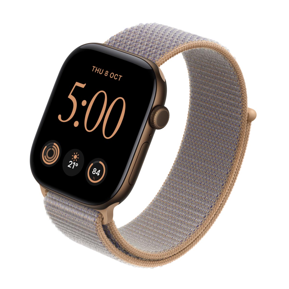 Apple Watch Series 12 Aluminium Dark Bronze - Sport Loop Chambray Blue