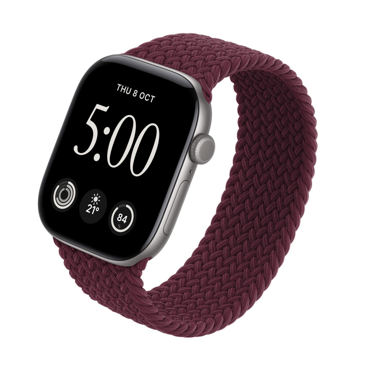 Apple Watch Series 12 Aluminium Space Grey - Braided Solo Loop Burgundy
