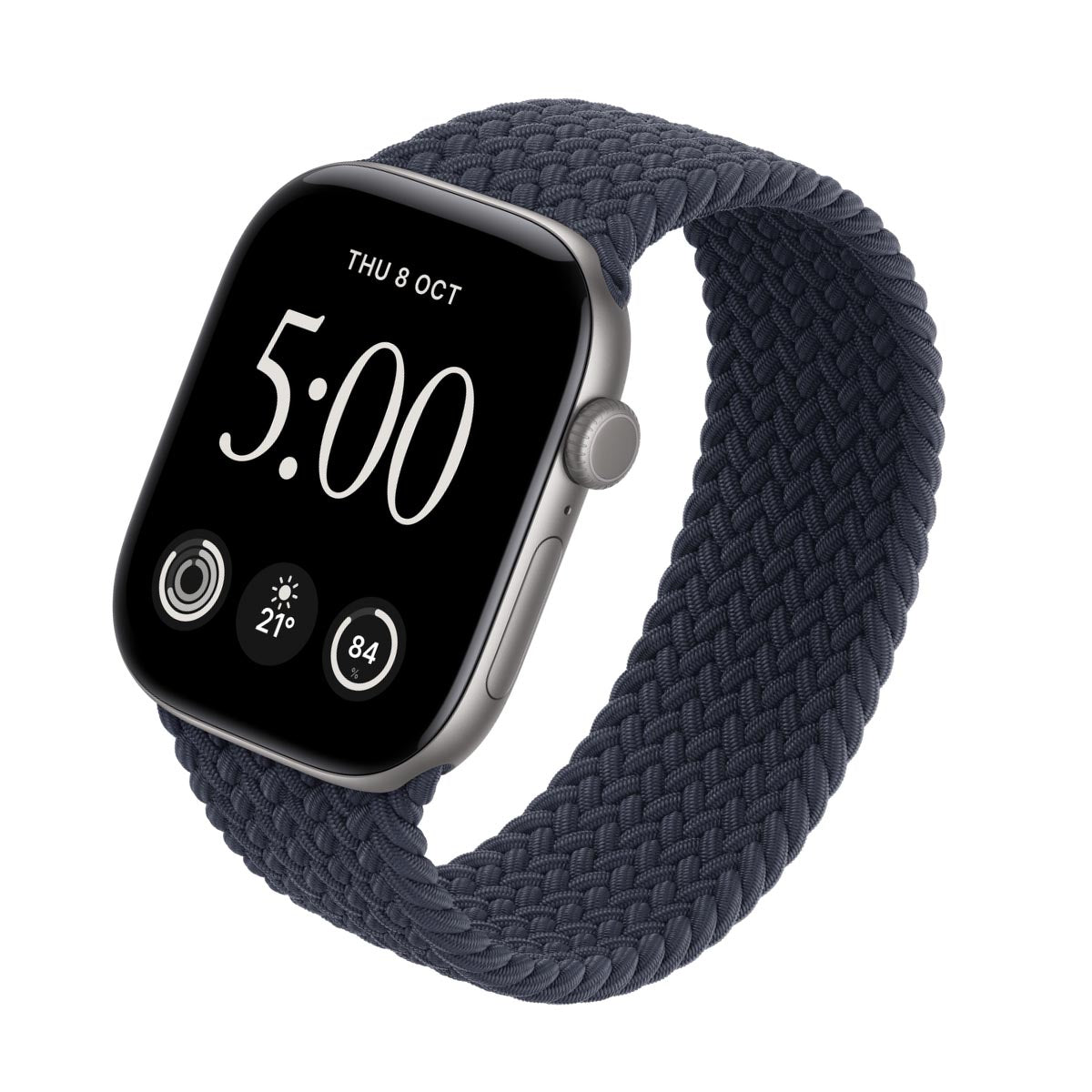 Apple Watch Series 12 Aluminium Space Grey - Braided Solo Loop Navy Blue