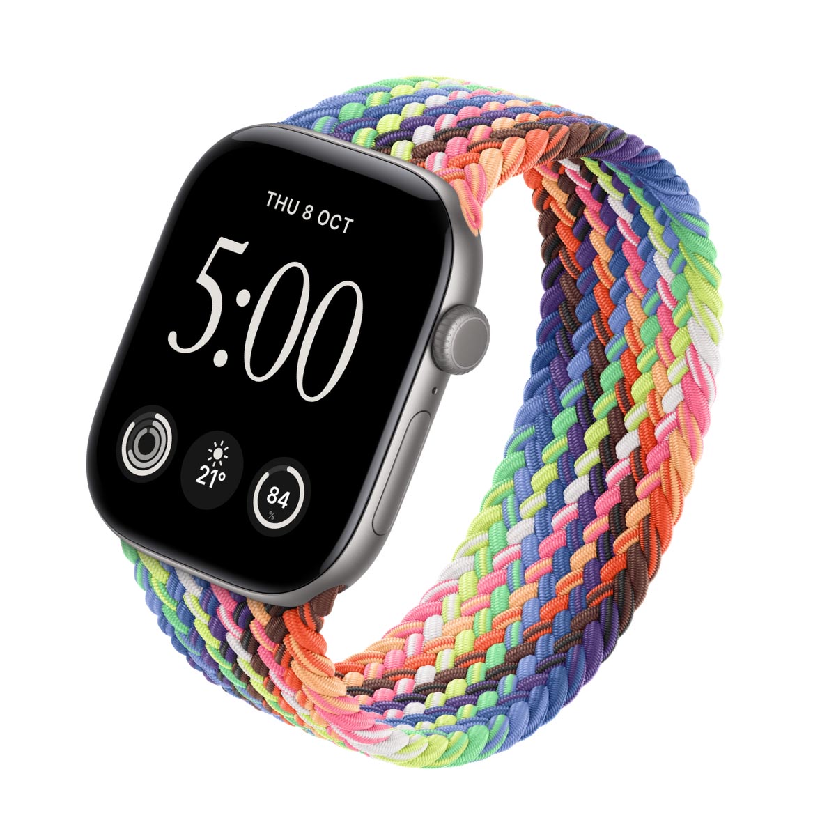 Apple Watch Series 12 Aluminium Space Grey - Braided Solo Loop Pride Edition