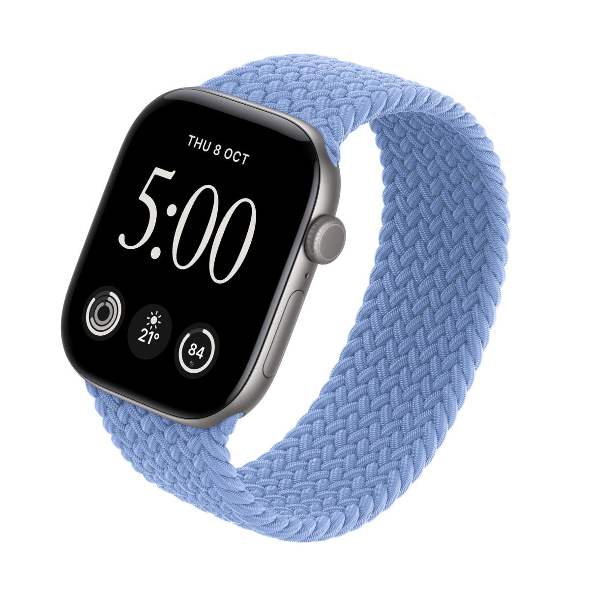 Apple Watch Series 12 Aluminium Space Grey - Braided Solo Loop Wildflower Blue