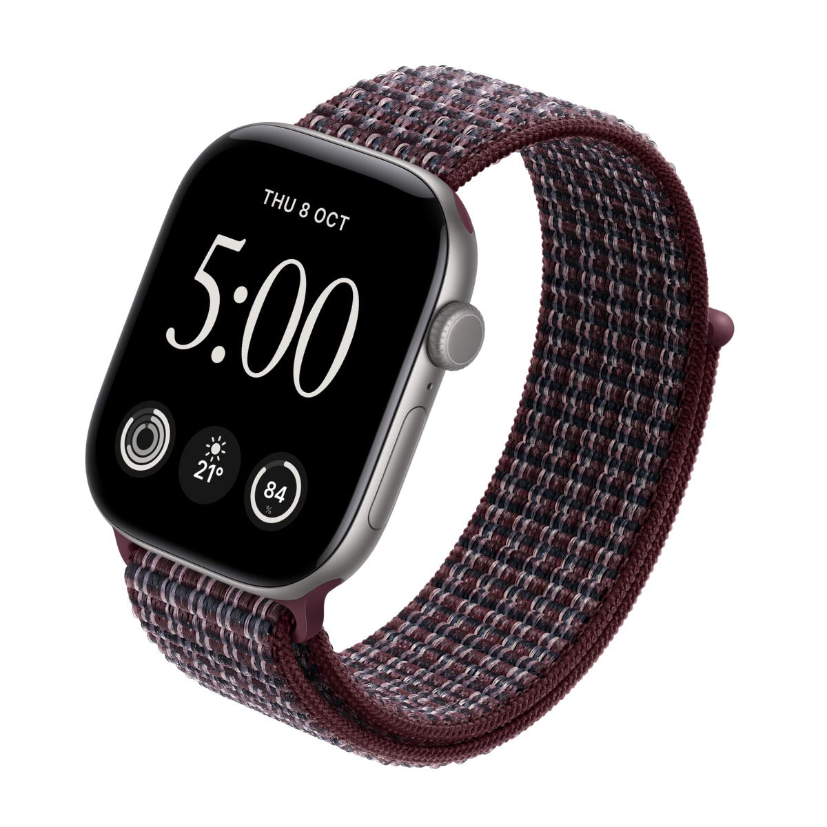 Apple Watch Series 12 Aluminium Space Grey - Sport Loop Burgundy Plaid