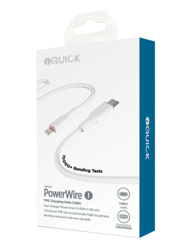 iQuick TPE Charging Date Cable Lightning to Type-C (1M White)