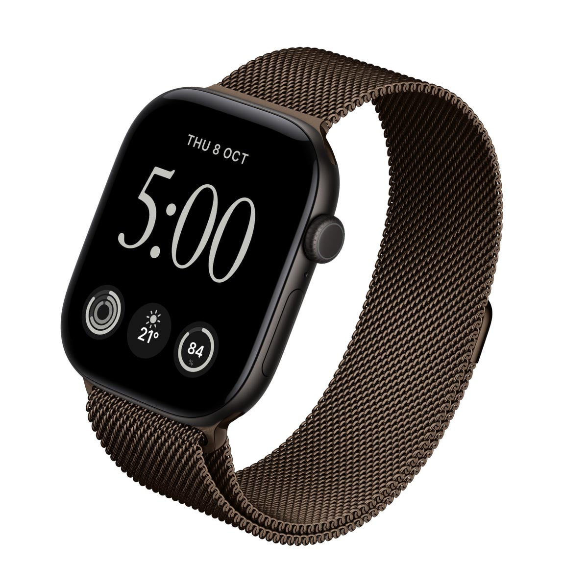 Apple Watch Series 12 Aluminium Black - Milanese Loop Dark Bronze