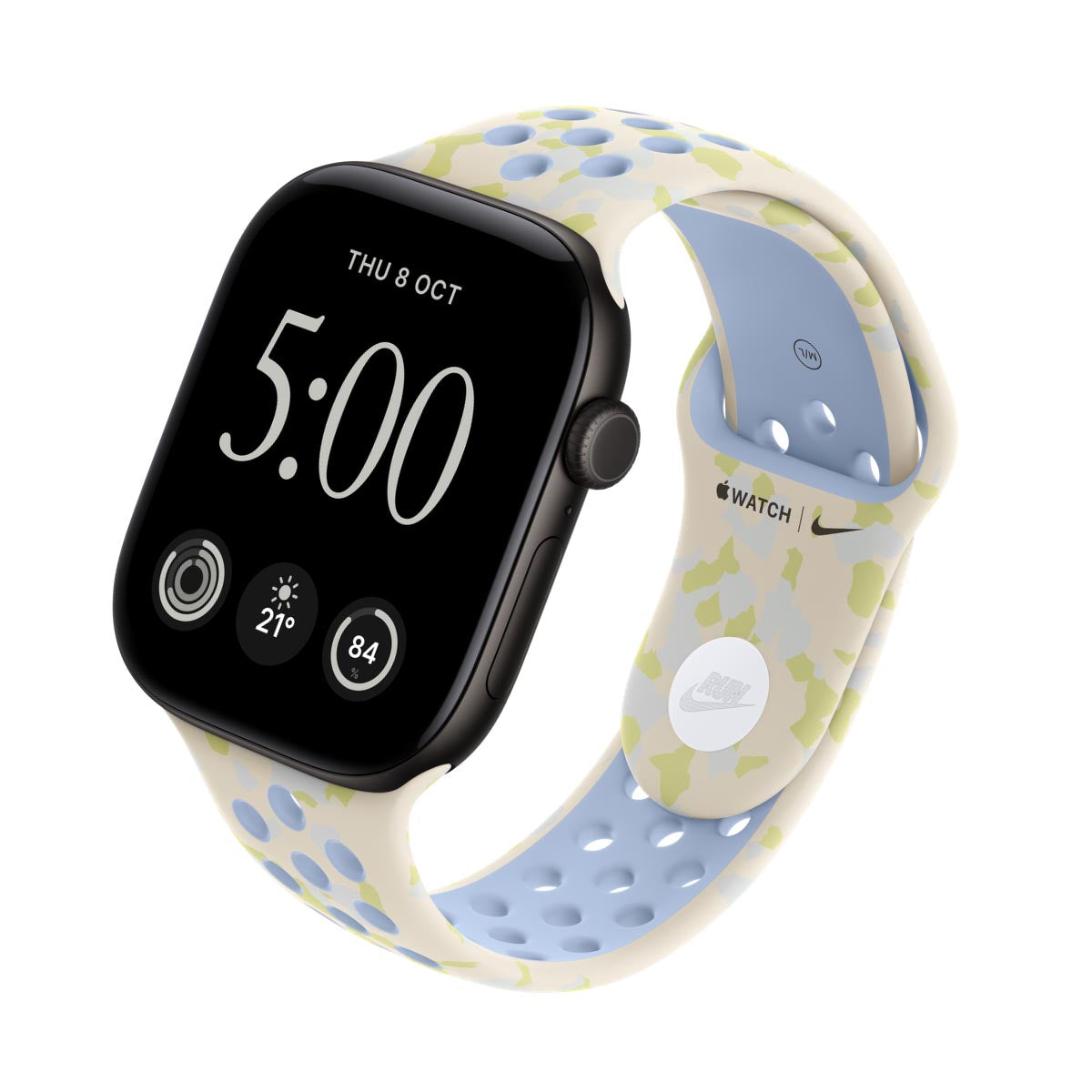 Apple Watch Series 12 Aluminium Black - Nike Sport Band Chalk Calm