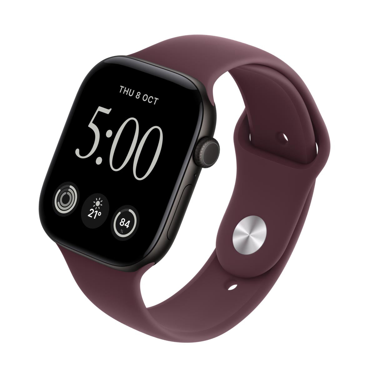 Apple Watch Series 12 Aluminium Black - Sport Band Burgundy