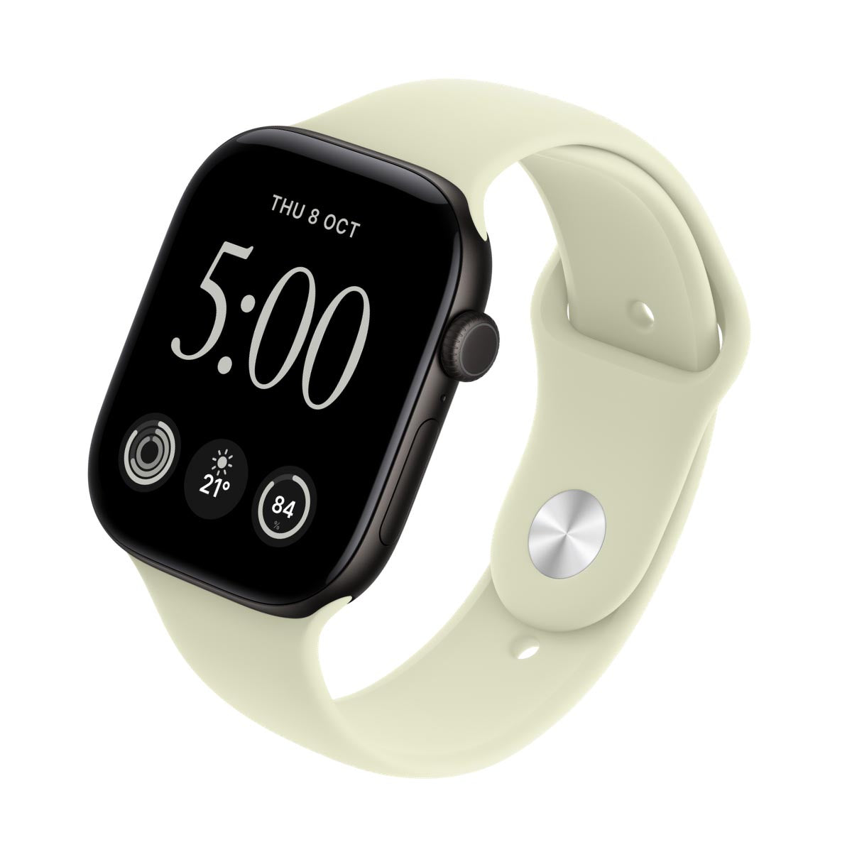Apple Watch Series 12 Aluminium Black - Sport Band Pale Succulent