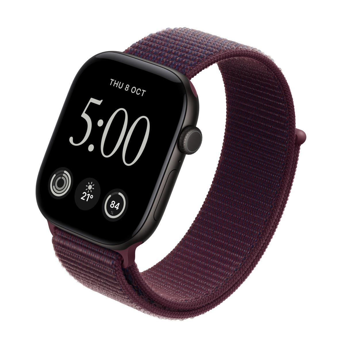 Apple Watch Series 12 Aluminium Black - Sport Loop Burgundy