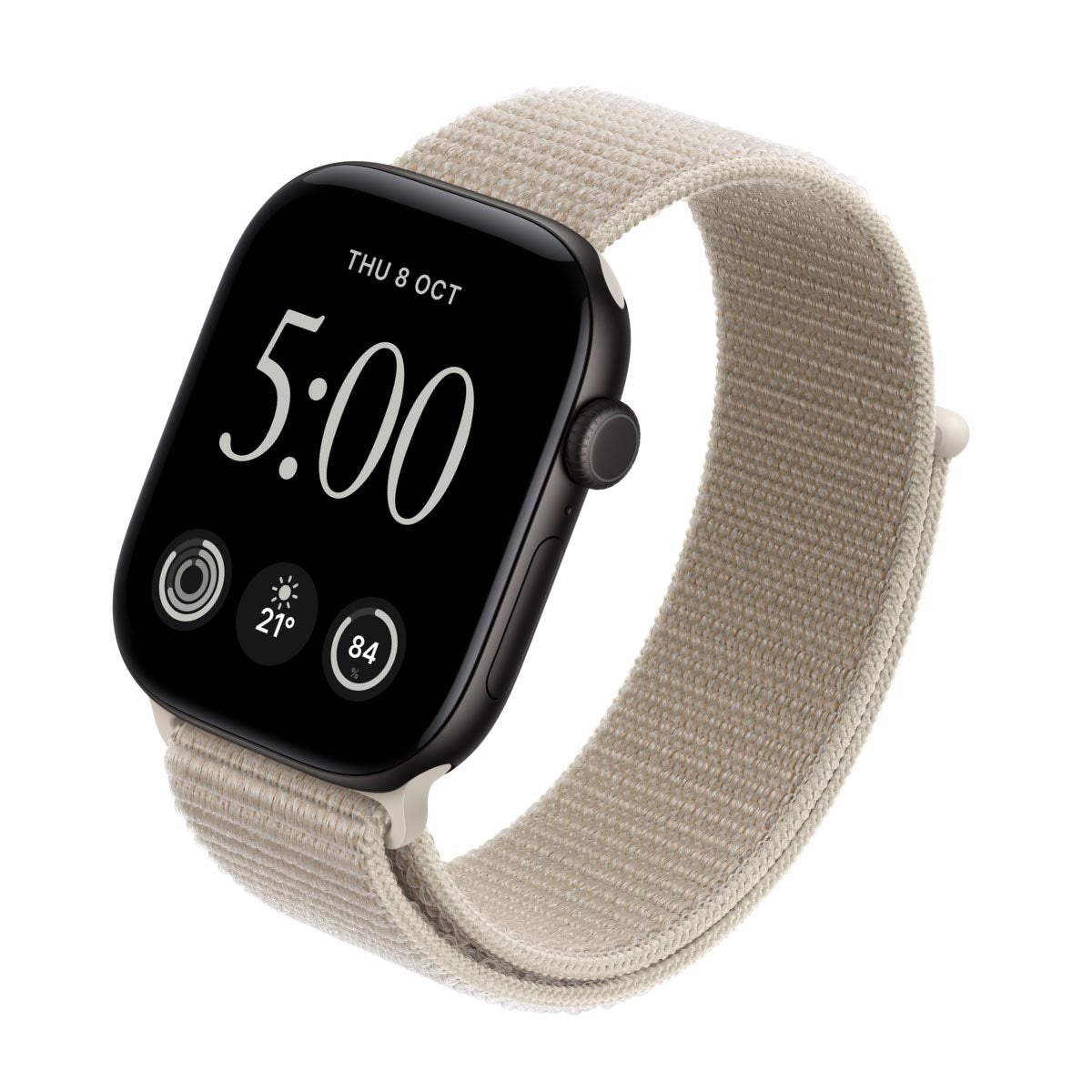 Apple Watch Series 12 Aluminium Black - Sport Loop Limestone