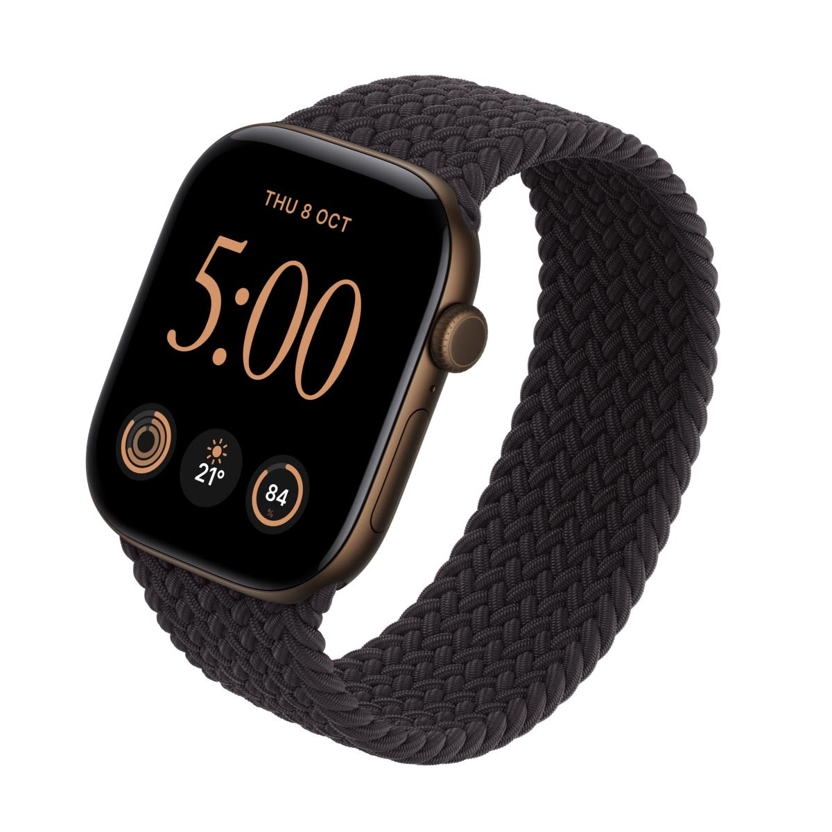 Apple Watch Series 12 Aluminium Dark Bronze - Braided Solo Loop Black
