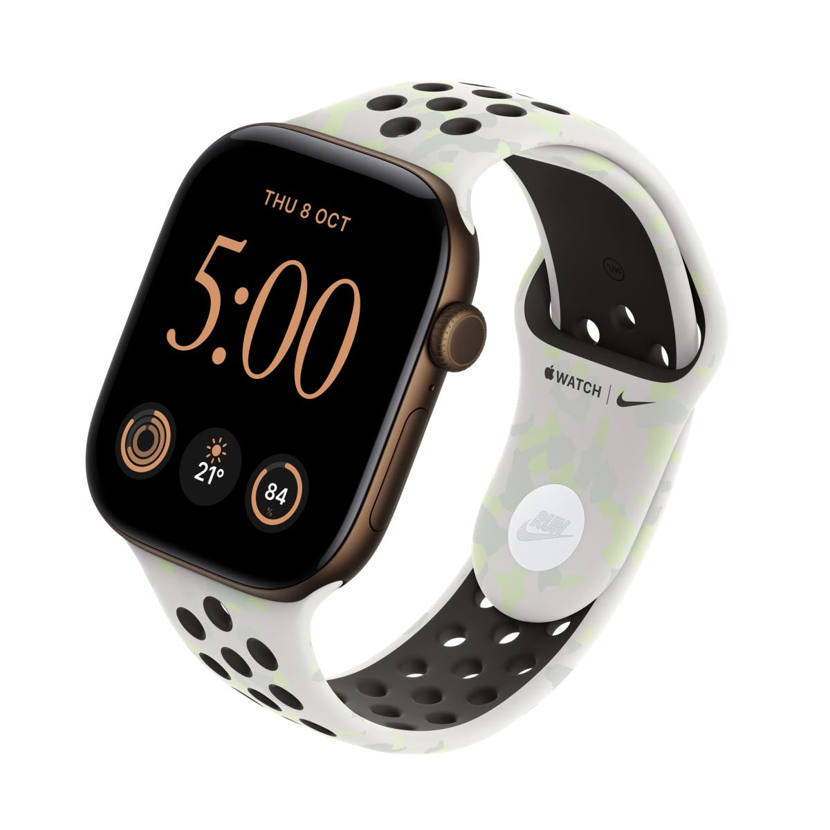 Apple Watch Series 12 Aluminium Dark Bronze - Nike Sport Band Essential White