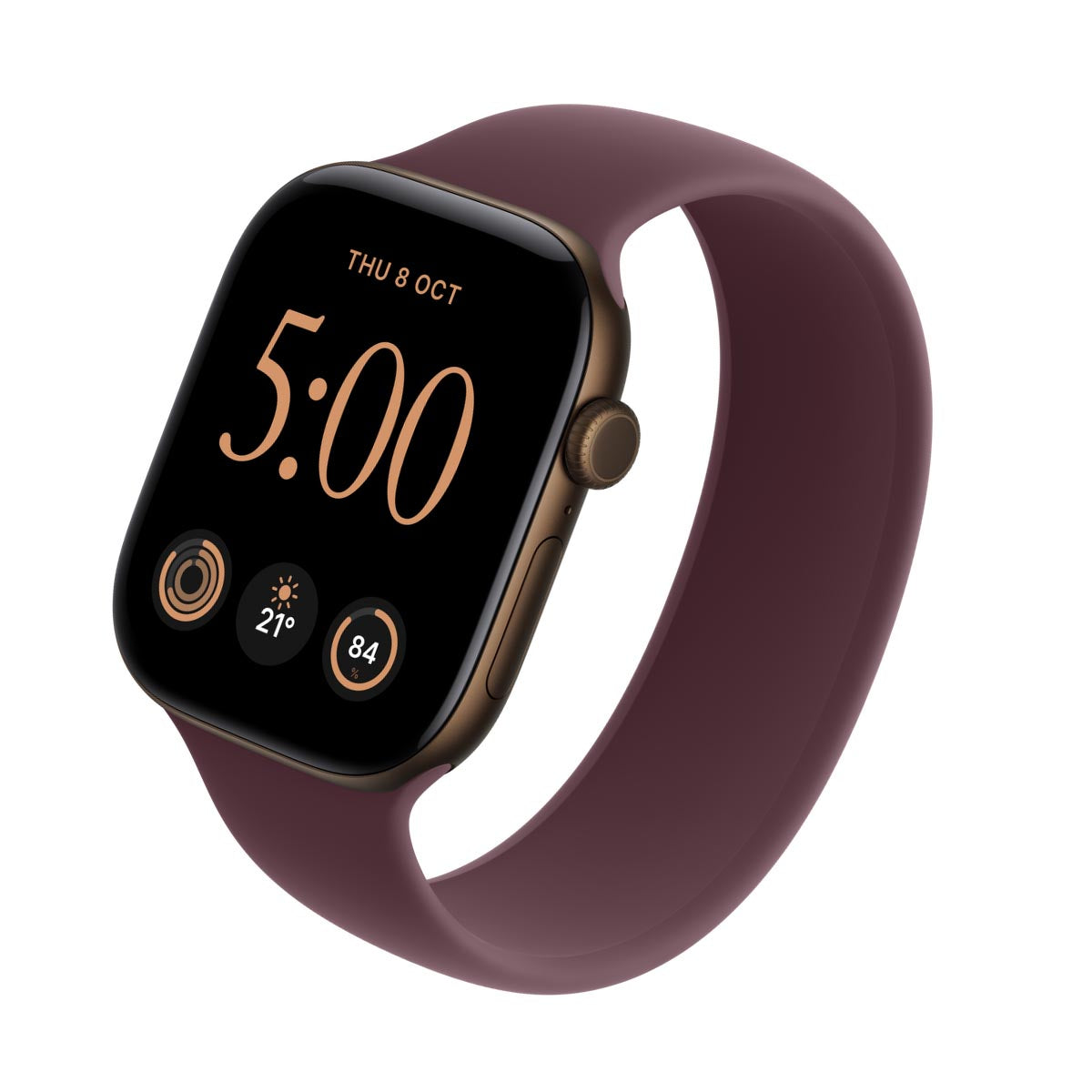Apple Watch Series 12 Aluminium Dark Bronze - Solo Loop Burgundy