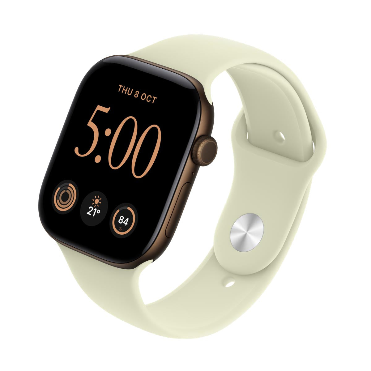 Apple Watch Series 12 Aluminium Dark Bronze - Sport Band Pale Succulent