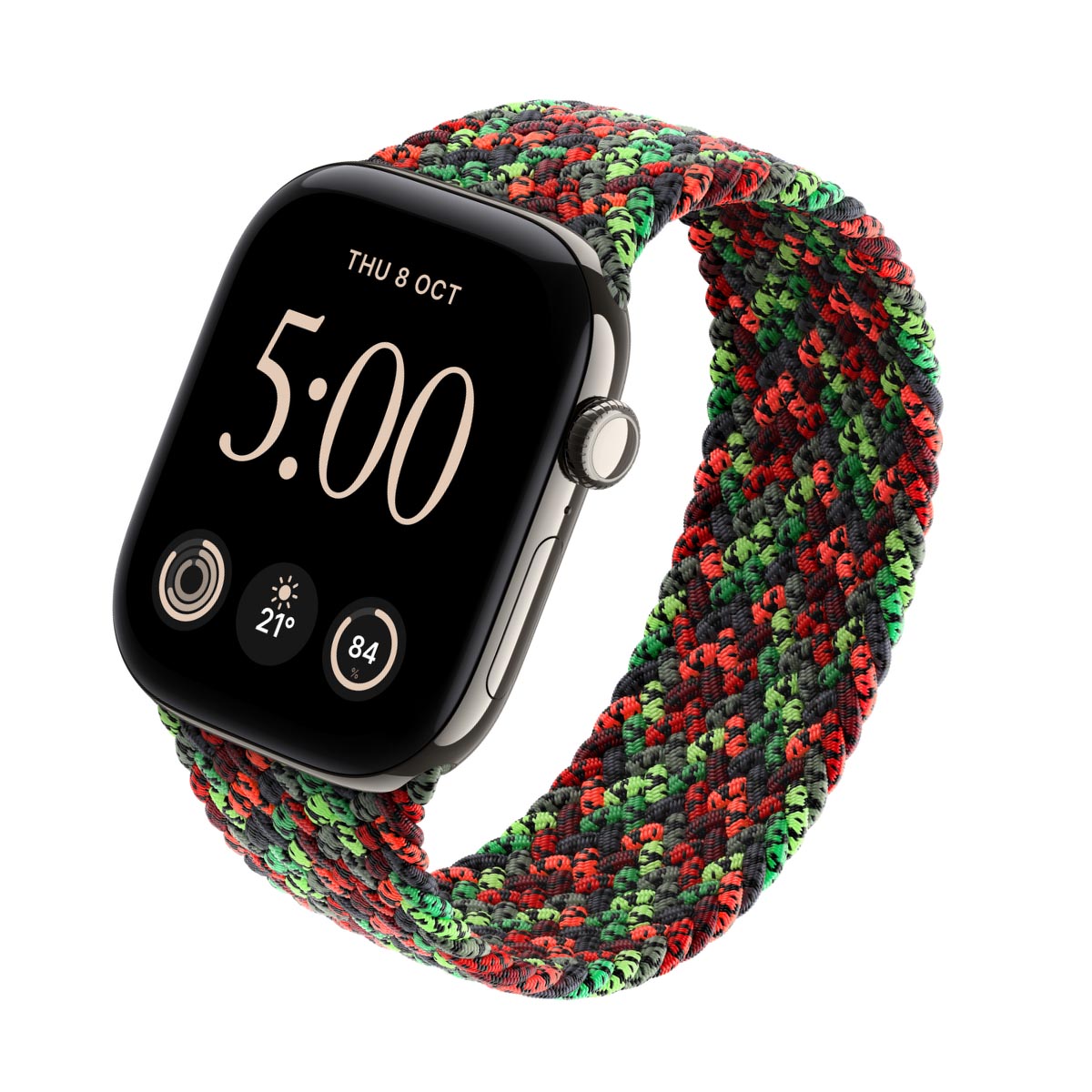Apple Watch Series 12 Titanium Natural - Braided Solo Loop Black Unity Connection