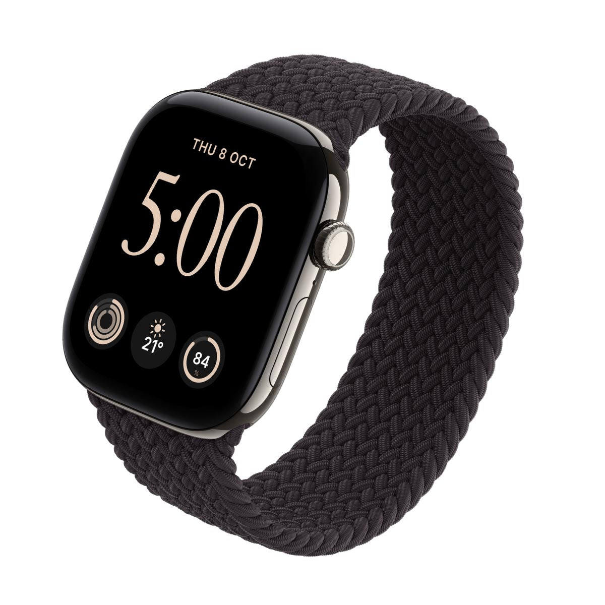 Apple Watch Series 12 Titanium Natural - Braided Solo Loop Black
