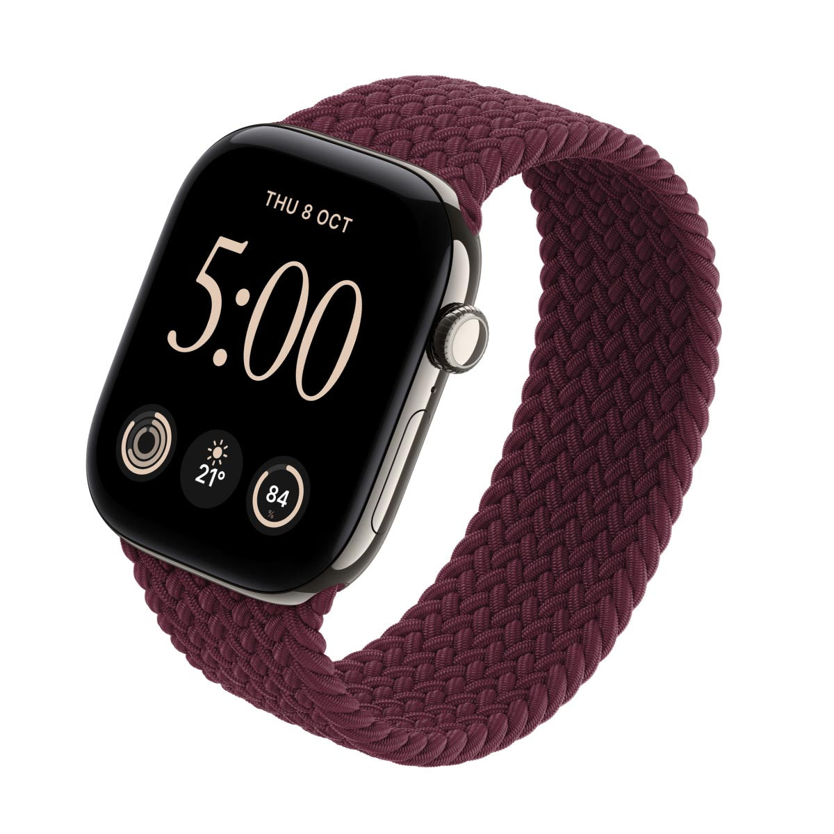Apple Watch Series 12 Titanium Natural - Braided Solo Loop Burgundy