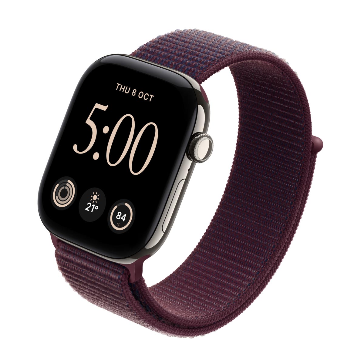 Apple Watch Series 12 Titanium Natural - Sport Loop Burgundy