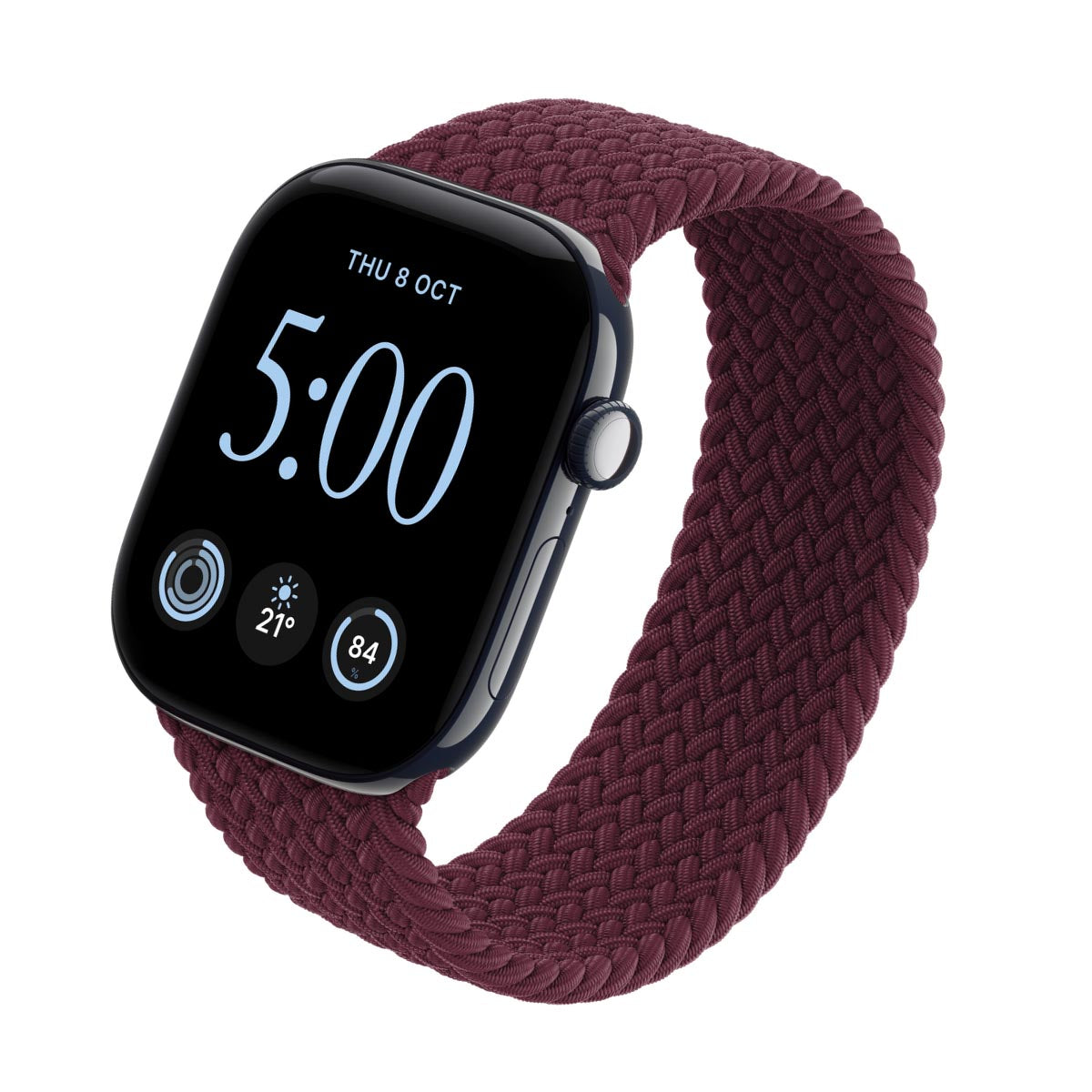 Apple Watch Series 12 Ceramic Night Blue - Braided Solo Loop Burgundy